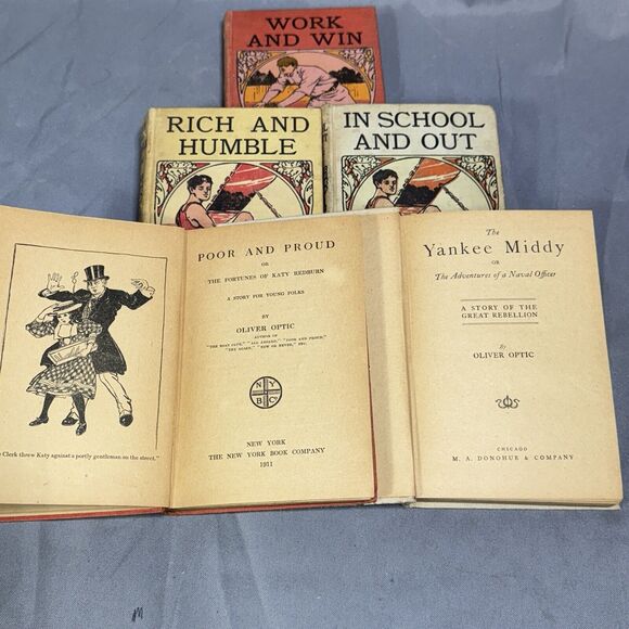 1910s Lot Of 5 Oliver Optic HC Books Yankee Middy Complete Edition Antique - Picture 4 of 7